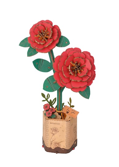 Michaels, Rowood Red Camellia Wooden Bloom Craft – Category: Model Kits